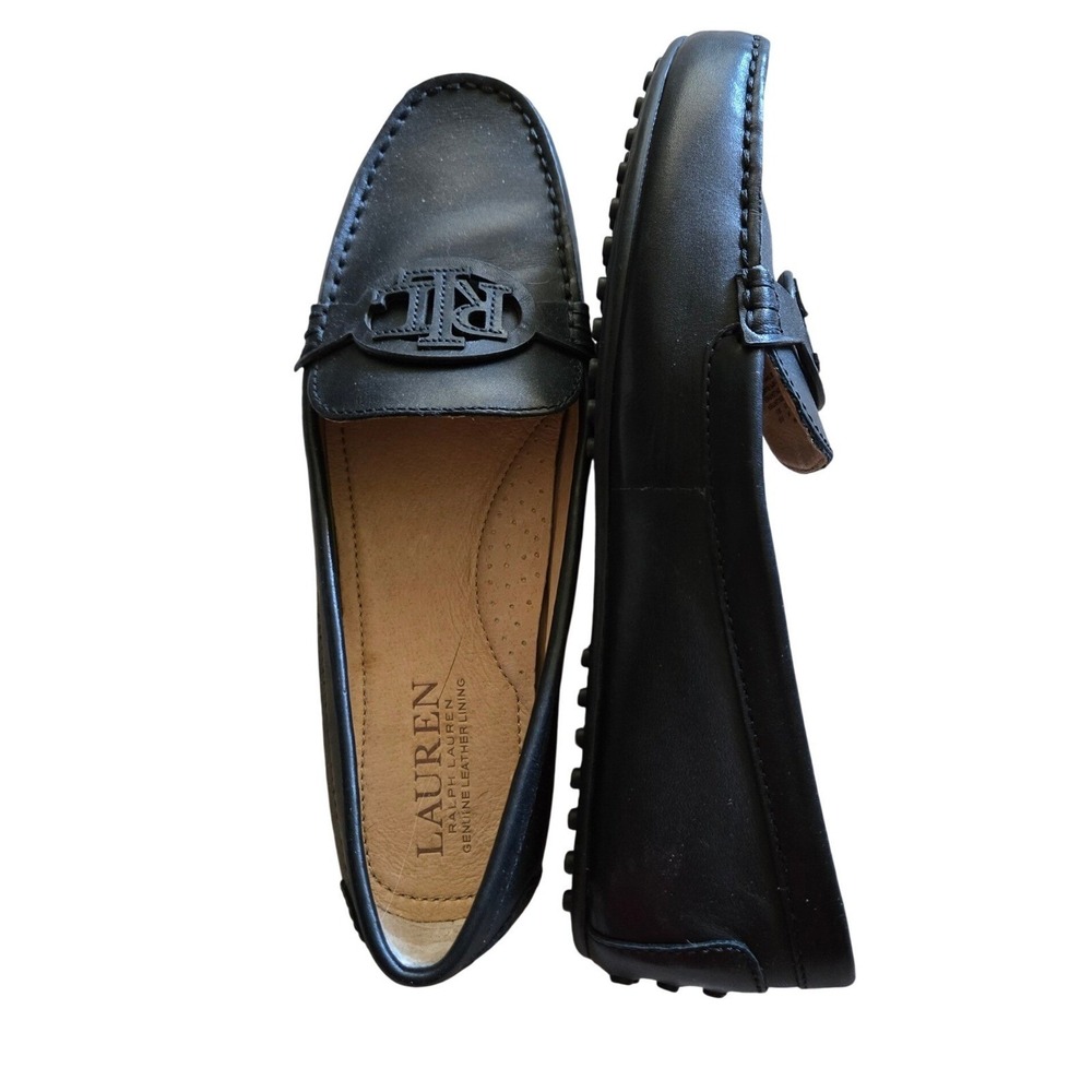 Lauren Ralph Lauren Brynn Loafers Womens 7.5 Black New Leather Driver Shoes